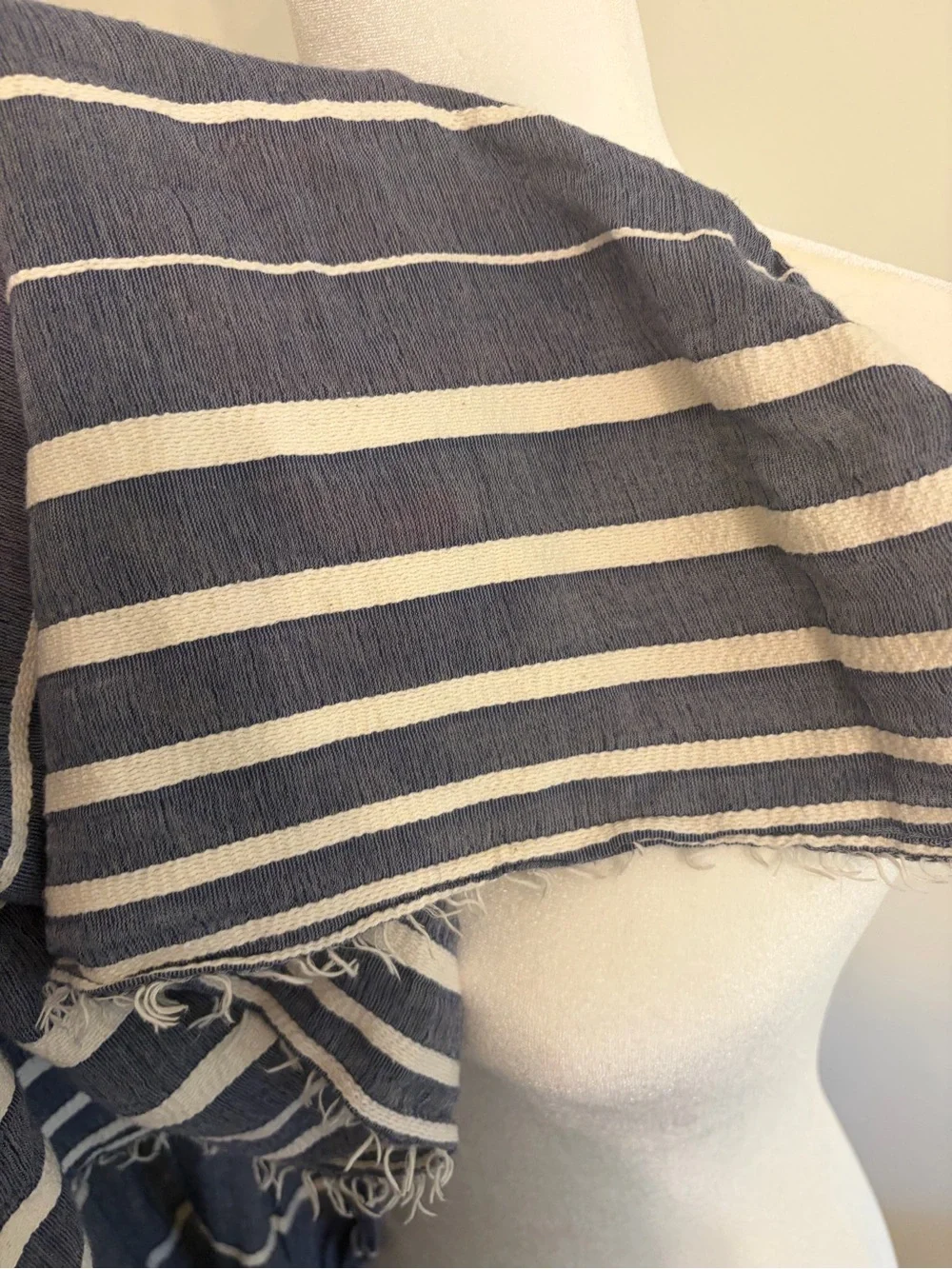 Large Striped Blue and White Scarf / Cover-Up